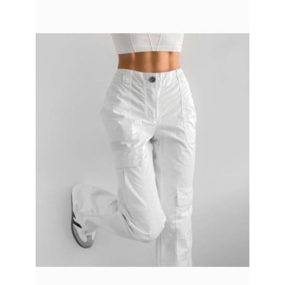 Free People The Thing Is Low Rise Utility Pants Size 2 XS Optic White Y2K Baggy - Picture 2 of 8